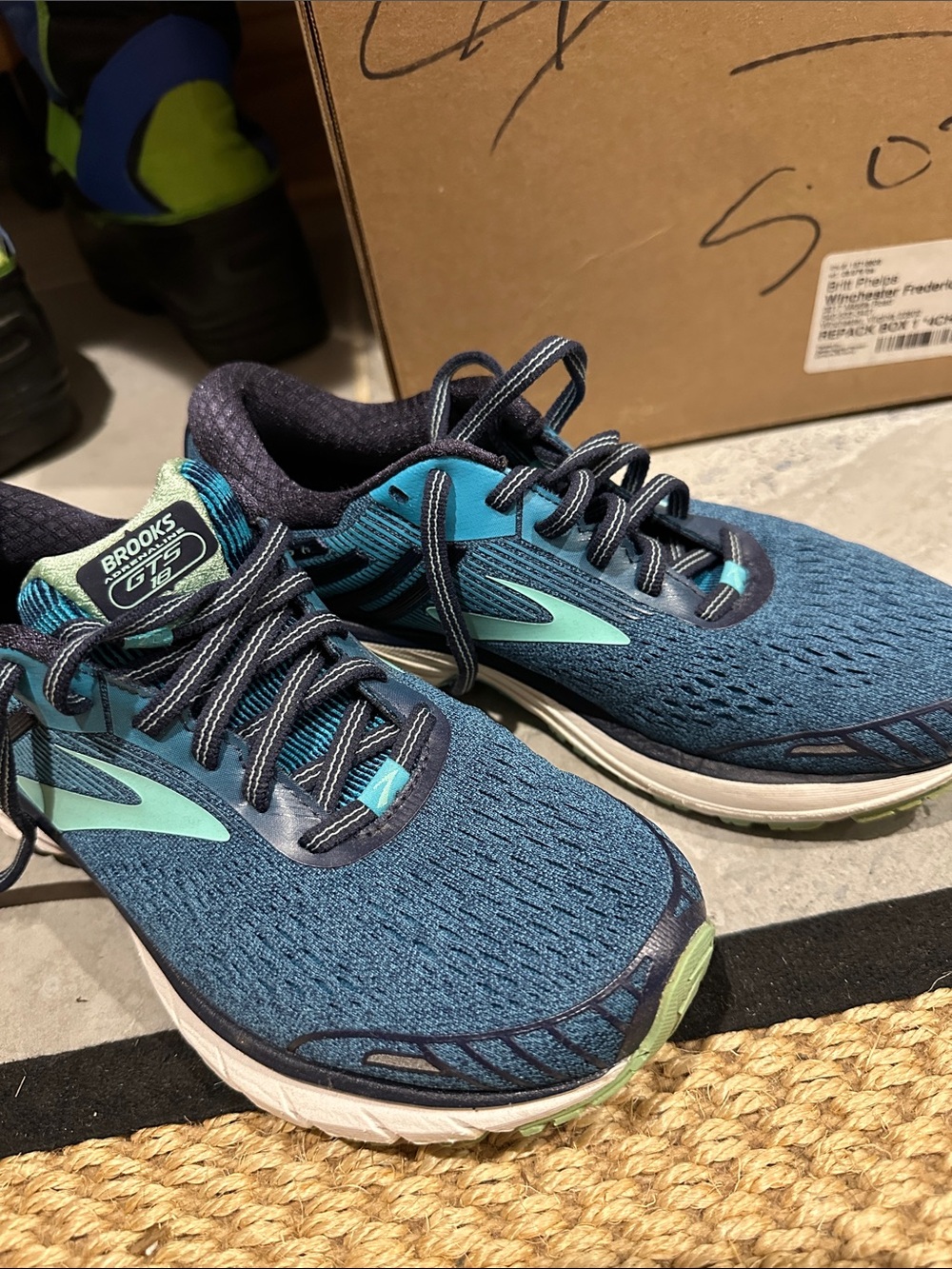 Brooks Women's Blue Teal Running Sneakers, Adrenaline GTS 18